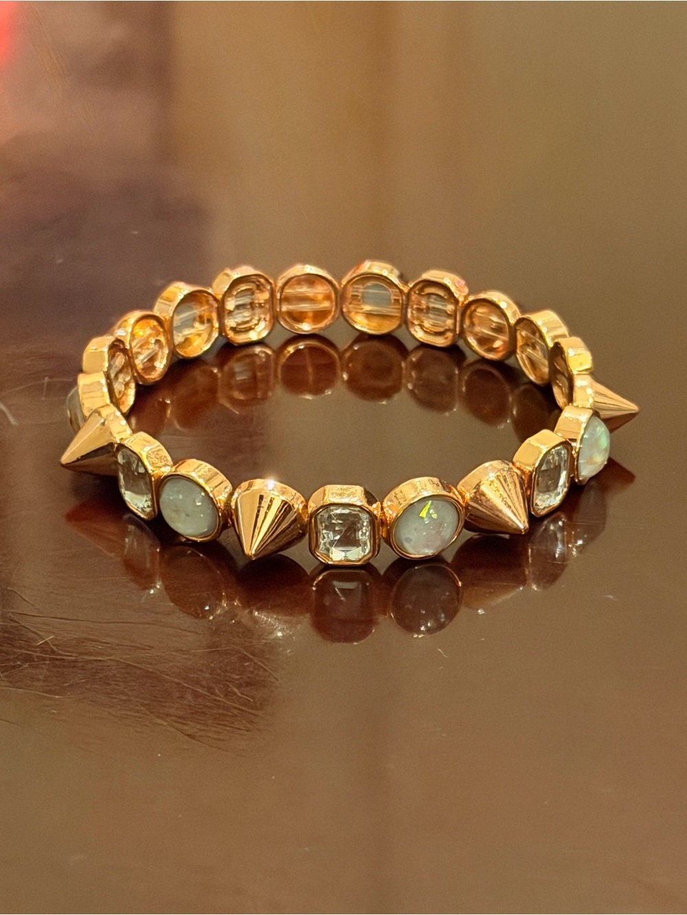 Bomb Party NWT ChristmasTree Gold and Gray Beaded Bracelet Stack! - Picture 8 of 9